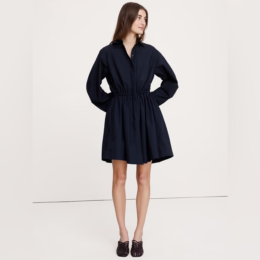 NWT! Banana Republic Navy Cotton Poplin Mini Shirtdress - Size Small 🕰️